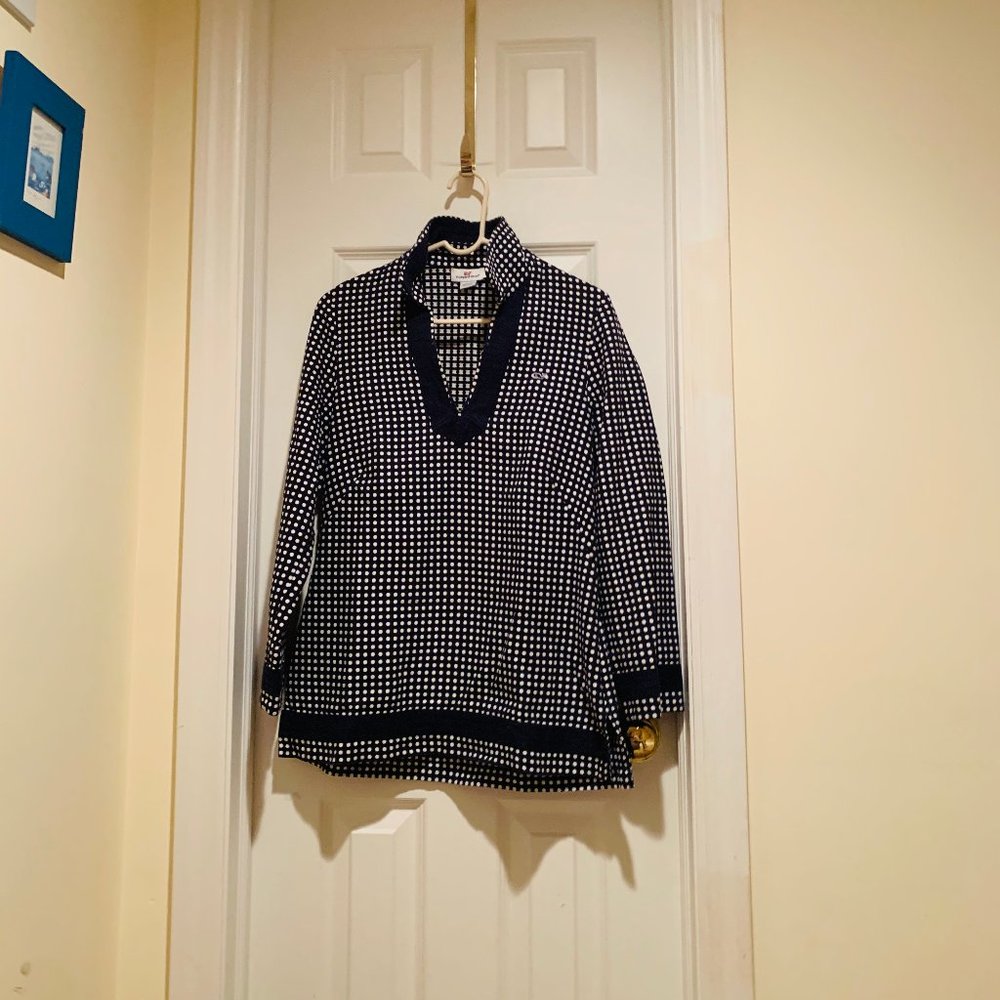 Vineyard Vines checked blue tunic Sz 8